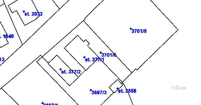 Parcela st. 3701/6 v KÚ Polička, Katastrální mapa