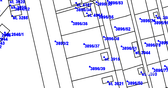 Parcela st. 3896/37 v KÚ Polička, Katastrální mapa