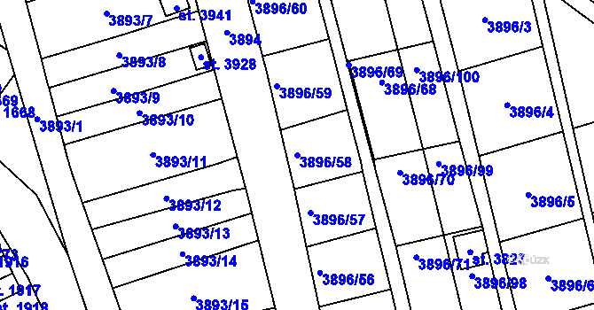 Parcela st. 3896/58 v KÚ Polička, Katastrální mapa