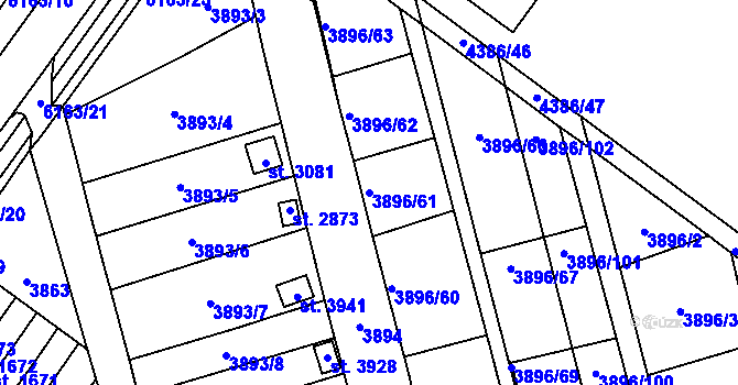 Parcela st. 3896/61 v KÚ Polička, Katastrální mapa
