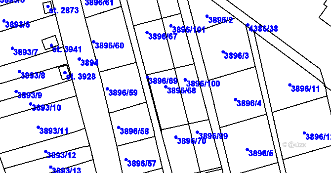 Parcela st. 3896/68 v KÚ Polička, Katastrální mapa