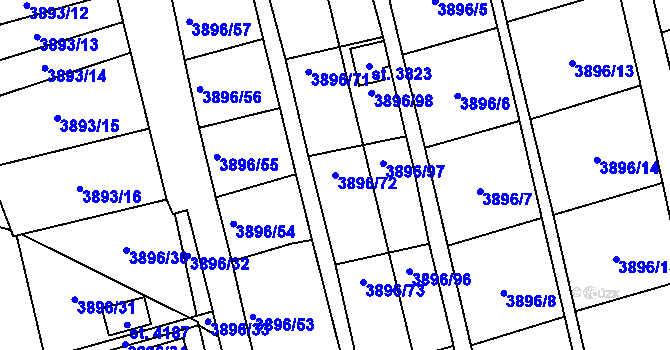 Parcela st. 3896/72 v KÚ Polička, Katastrální mapa