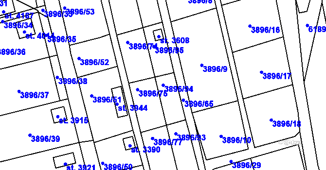 Parcela st. 3896/94 v KÚ Polička, Katastrální mapa