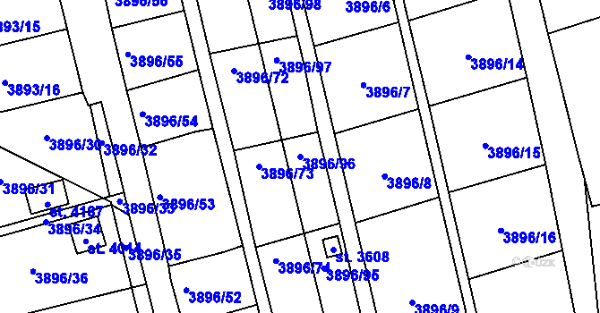 Parcela st. 3896/96 v KÚ Polička, Katastrální mapa