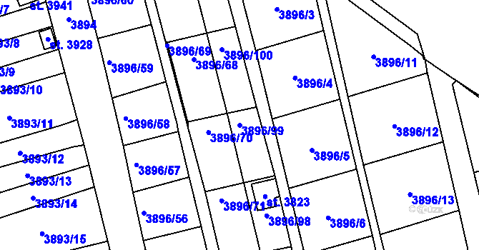 Parcela st. 3896/99 v KÚ Polička, Katastrální mapa