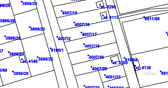 Parcela st. 4007/18 v KÚ Polička, Katastrální mapa