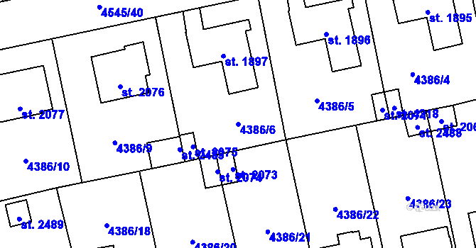 Parcela st. 4386/6 v KÚ Polička, Katastrální mapa