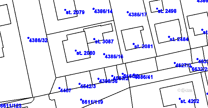 Parcela st. 4386/16 v KÚ Polička, Katastrální mapa