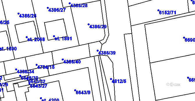 Parcela st. 4386/39 v KÚ Polička, Katastrální mapa