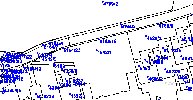 Parcela st. 4542/1 v KÚ Polička, Katastrální mapa