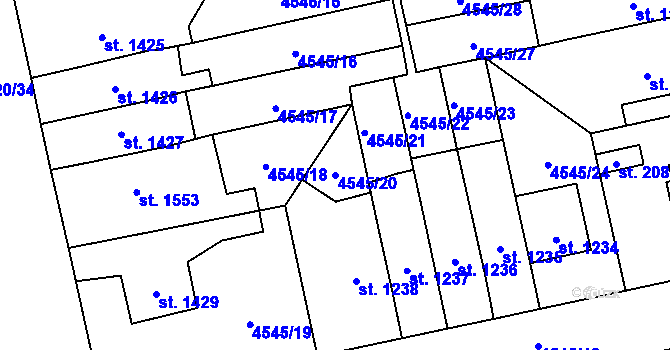 Parcela st. 4545/20 v KÚ Polička, Katastrální mapa