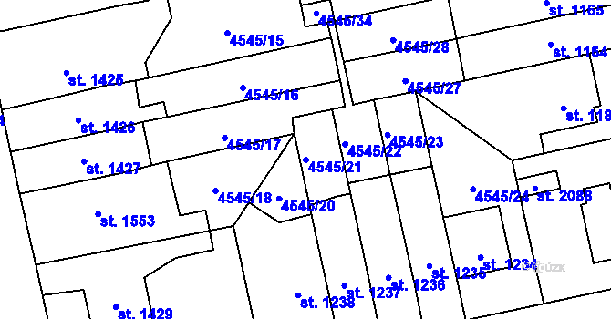 Parcela st. 4545/21 v KÚ Polička, Katastrální mapa
