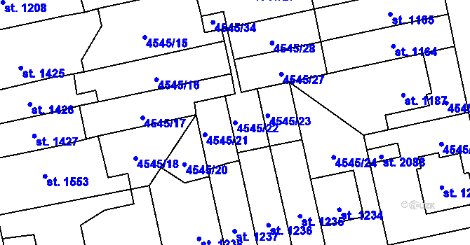 Parcela st. 4545/22 v KÚ Polička, Katastrální mapa