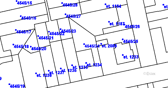 Parcela st. 4545/24 v KÚ Polička, Katastrální mapa