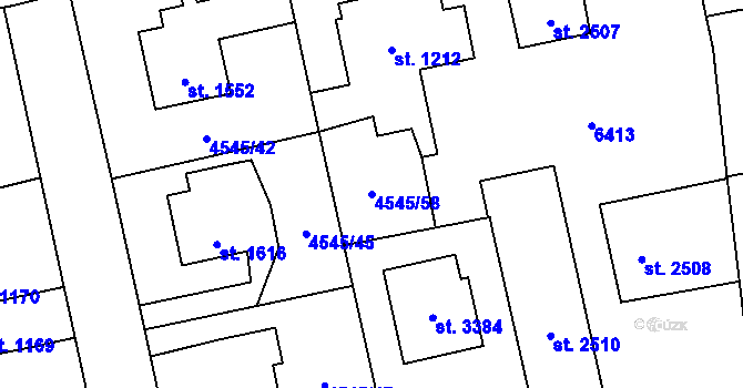 Parcela st. 4545/58 v KÚ Polička, Katastrální mapa