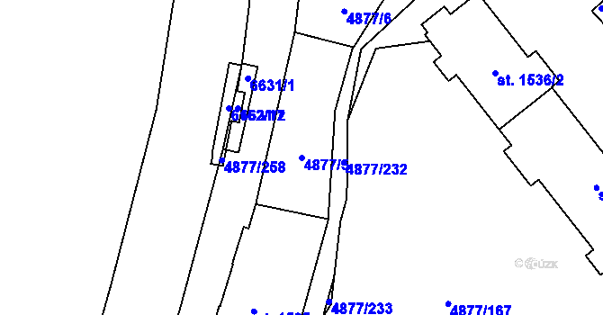 Parcela st. 4877/5 v KÚ Polička, Katastrální mapa