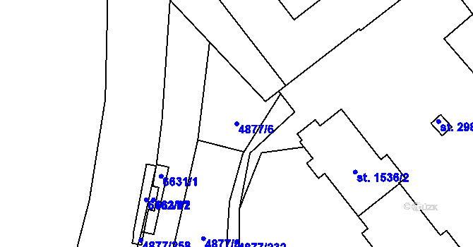 Parcela st. 4877/6 v KÚ Polička, Katastrální mapa