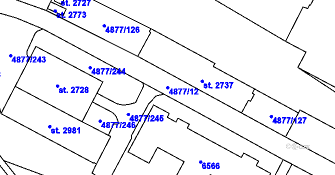 Parcela st. 4877/12 v KÚ Polička, Katastrální mapa