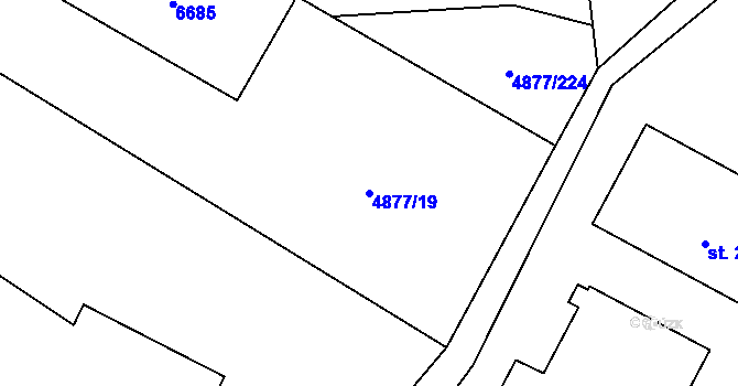 Parcela st. 4877/19 v KÚ Polička, Katastrální mapa