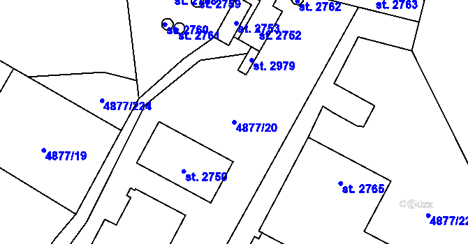 Parcela st. 4877/20 v KÚ Polička, Katastrální mapa
