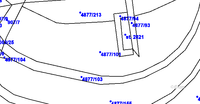 Parcela st. 4877/101 v KÚ Polička, Katastrální mapa