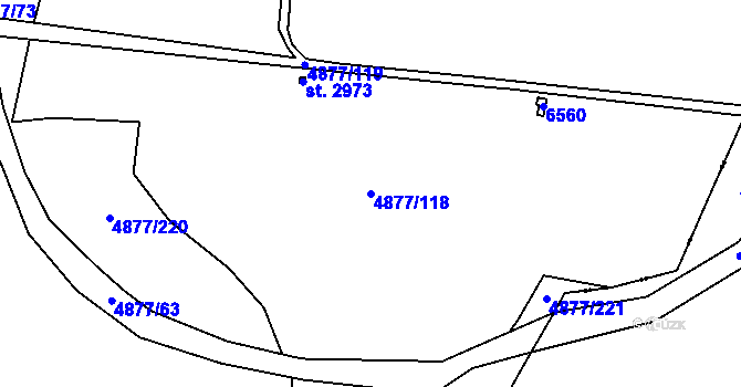 Parcela st. 4877/118 v KÚ Polička, Katastrální mapa