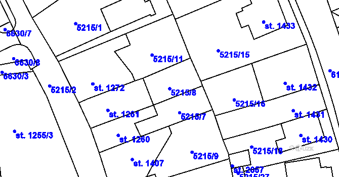 Parcela st. 5215/8 v KÚ Polička, Katastrální mapa