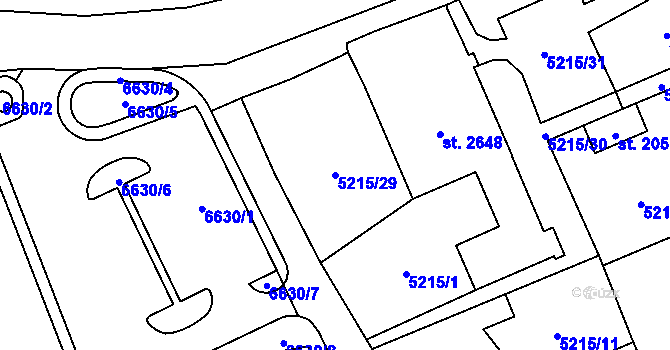 Parcela st. 5215/29 v KÚ Polička, Katastrální mapa