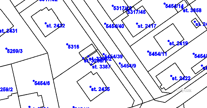 Parcela st. 5454/39 v KÚ Polička, Katastrální mapa