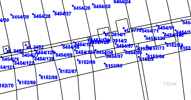 Parcela st. 5454/58 v KÚ Polička, Katastrální mapa