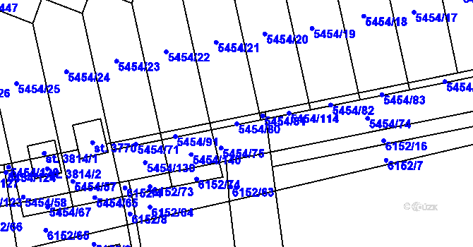 Parcela st. 5454/80 v KÚ Polička, Katastrální mapa