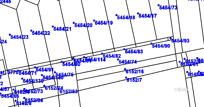 Parcela st. 5454/82 v KÚ Polička, Katastrální mapa