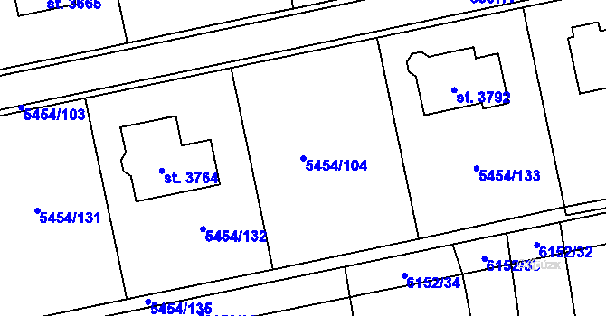 Parcela st. 5454/104 v KÚ Polička, Katastrální mapa