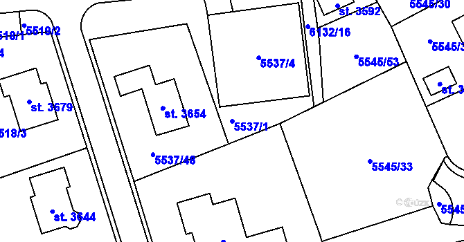Parcela st. 5537/1 v KÚ Polička, Katastrální mapa