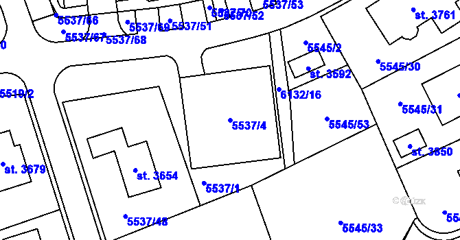 Parcela st. 5537/4 v KÚ Polička, Katastrální mapa