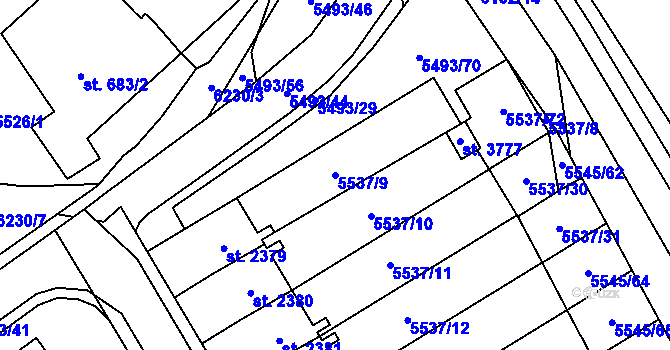 Parcela st. 5537/9 v KÚ Polička, Katastrální mapa