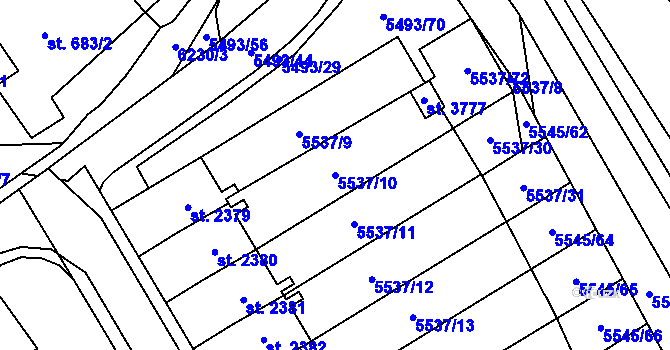 Parcela st. 5537/10 v KÚ Polička, Katastrální mapa