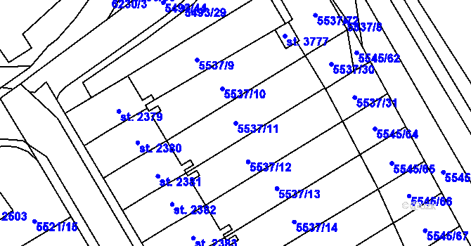 Parcela st. 5537/11 v KÚ Polička, Katastrální mapa