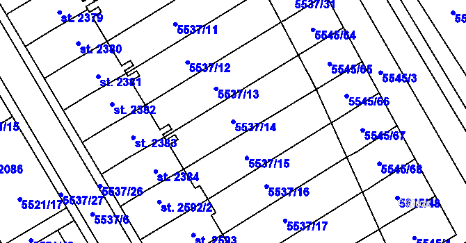 Parcela st. 5537/14 v KÚ Polička, Katastrální mapa