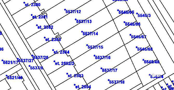 Parcela st. 5537/15 v KÚ Polička, Katastrální mapa
