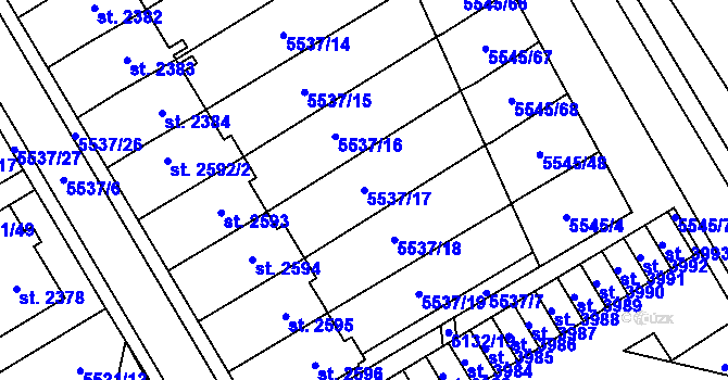 Parcela st. 5537/17 v KÚ Polička, Katastrální mapa