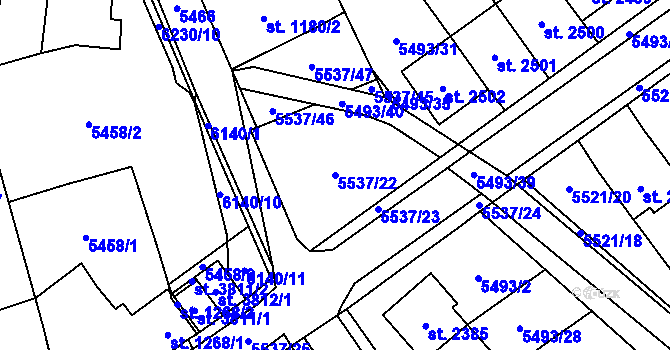 Parcela st. 5537/22 v KÚ Polička, Katastrální mapa
