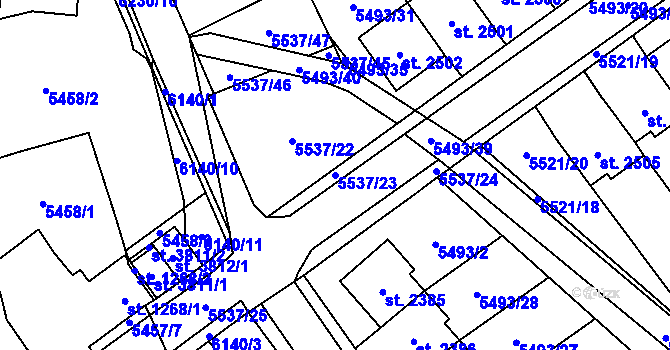 Parcela st. 5537/23 v KÚ Polička, Katastrální mapa