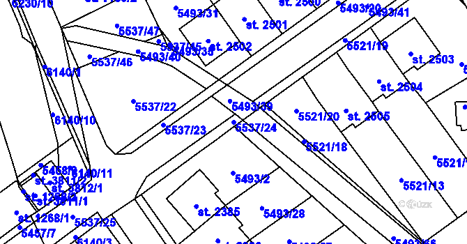 Parcela st. 5537/24 v KÚ Polička, Katastrální mapa