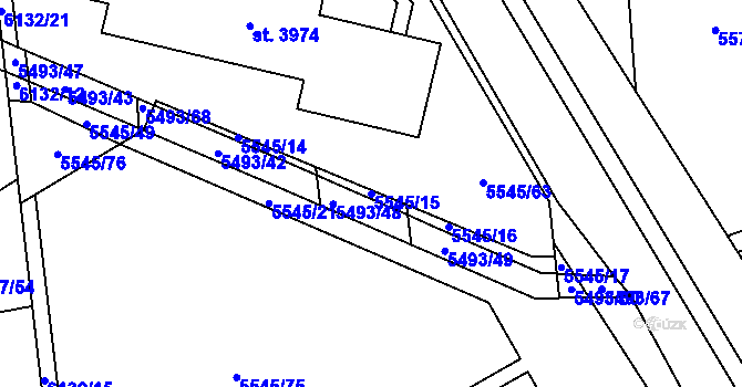Parcela st. 5545/15 v KÚ Polička, Katastrální mapa