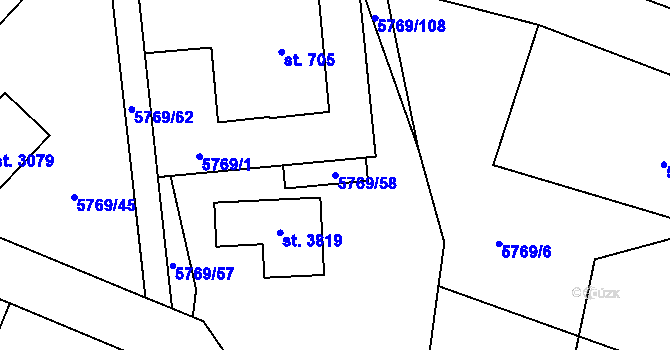 Parcela st. 5769/58 v KÚ Polička, Katastrální mapa