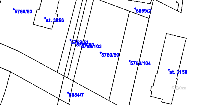 Parcela st. 5769/59 v KÚ Polička, Katastrální mapa