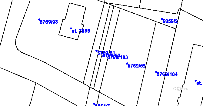 Parcela st. 5769/60 v KÚ Polička, Katastrální mapa