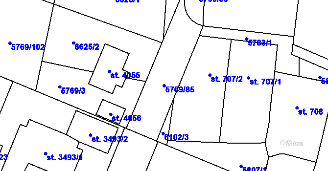 Parcela st. 5769/85 v KÚ Polička, Katastrální mapa