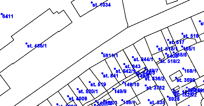 Parcela st. 5911/1 v KÚ Polička, Katastrální mapa